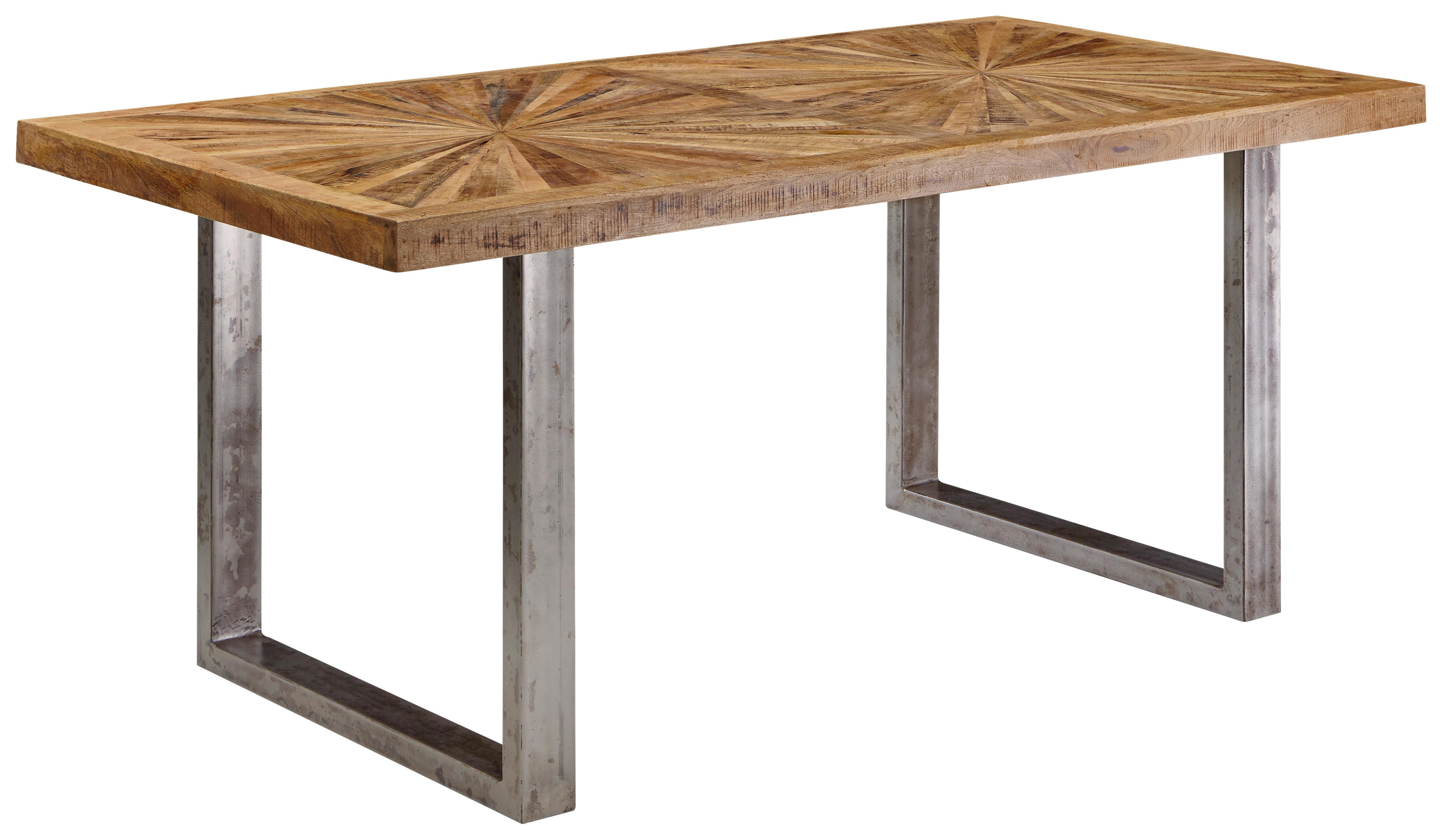 Jedilna Miza Mango, Pravi Les, 200x100cm - srebrne barve/rjava, Design, kovina/les (200/100/76cm) - MID.YOU