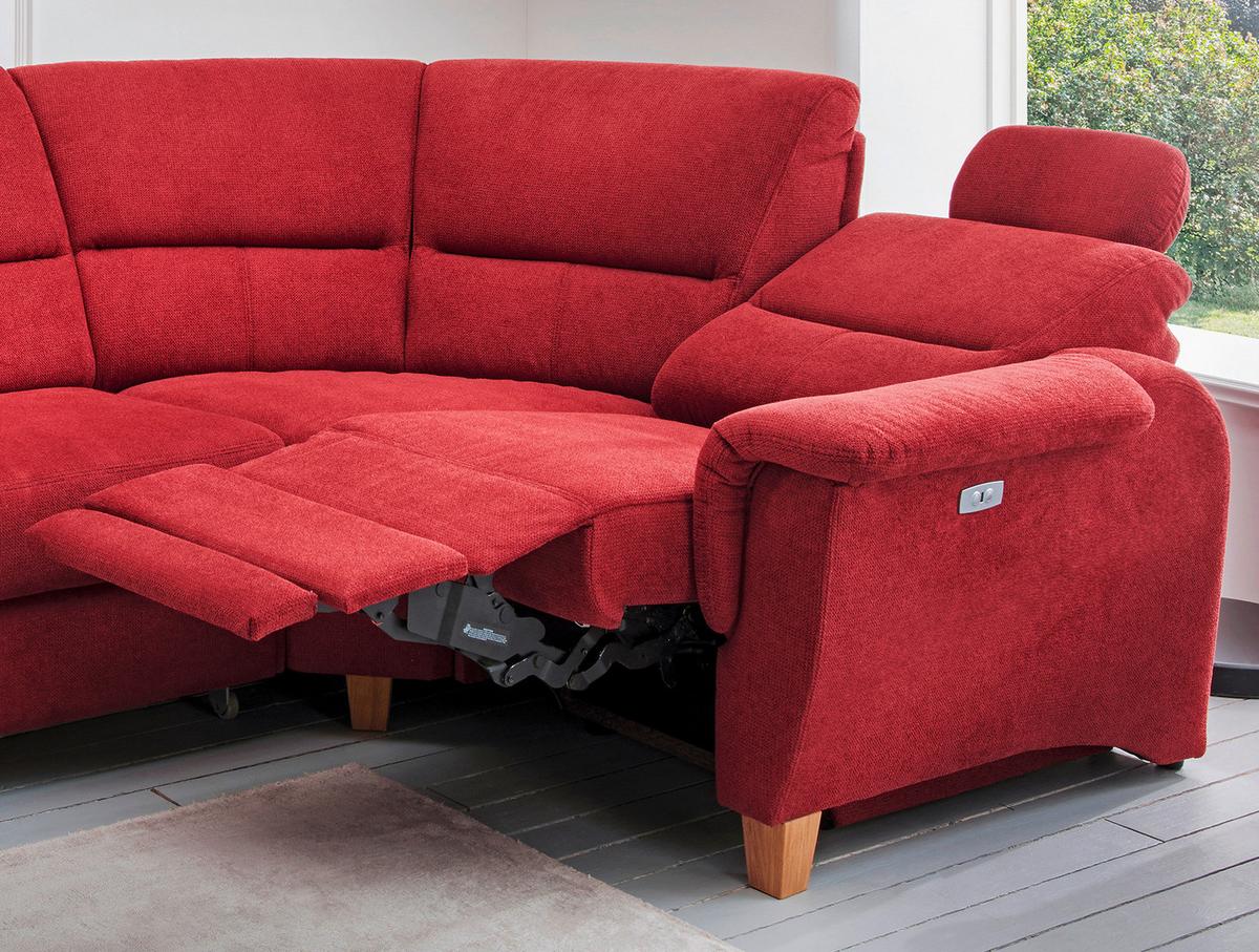 Ecksofa Parole Rot Struktur + USB-Anschluss - Wildeiche/Rot, KONVENTIONELL, Holz/Textil (238/241cm) - Livetastic