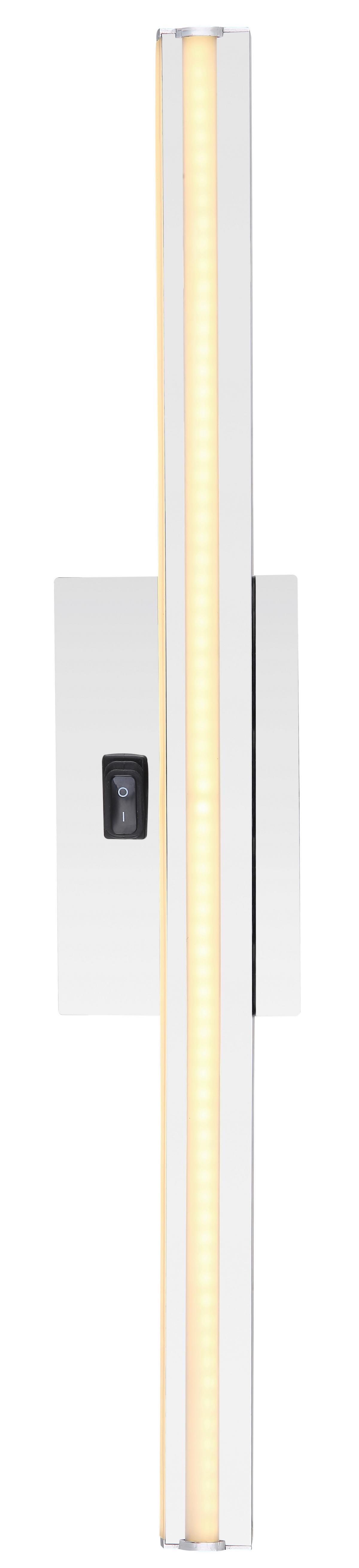 Stenska Led-svetilka Julia, S Sijalko - barve kroma/opal, Design, kovina/umetna masa (10/6,2/61cm) - Globo