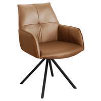 KRZESŁO Z PODŁOKIETNIKAMI NIZZA - czarny/koniak, Design, skóra/metal (59,5/87,5/69cm) - Novel