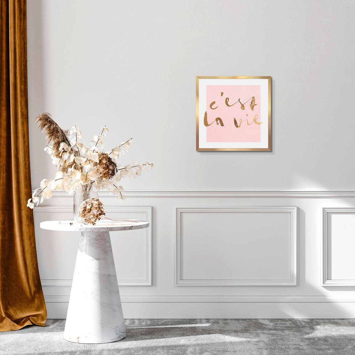Bild Vous II ca. 30x30cm - Pink/Goldfarben, Holzwerkstoff/Papier (30/30cm) - Modern Living