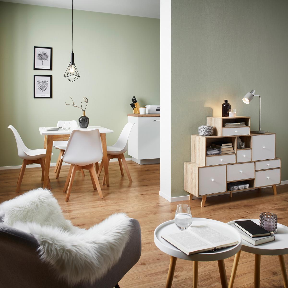 Jedilna Miza Harry, Bela, Naravna - bela, Moderno, les (90/90/75cm) - Bessagi Home