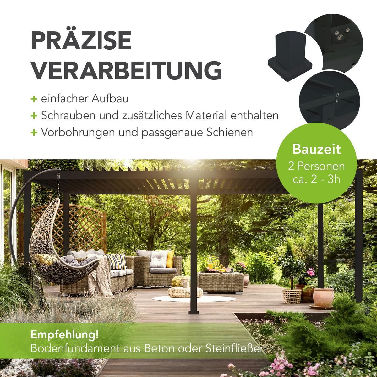 PERGOLA DELUXE 3X6M ANTHRAZIT - Anthrazit, Basics, Metall (600/255/300cm) - Gardenson