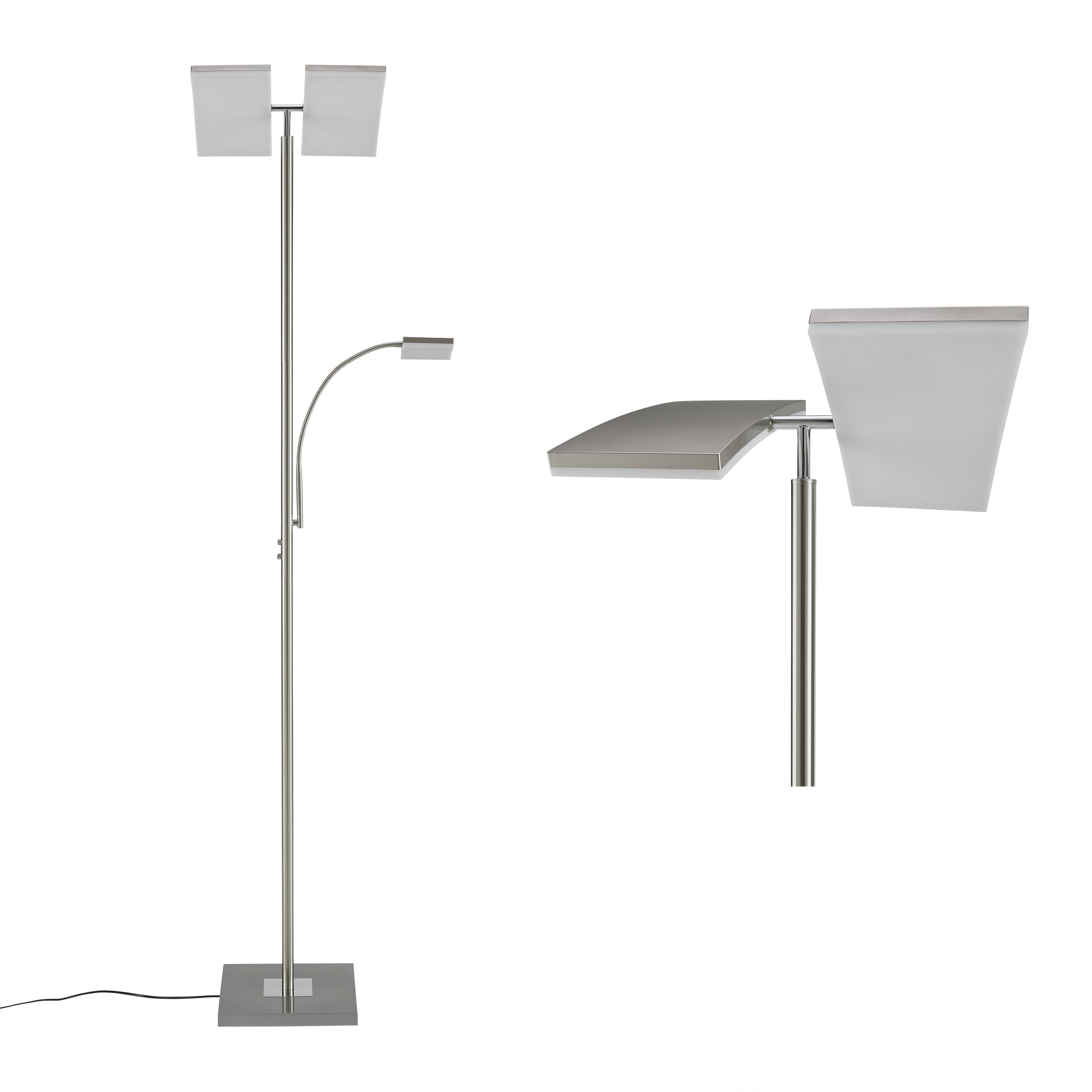 LED-Stehleuchte Ruben max. 2x11 - 1x4 Watt - Silberfarben, Kunststoff/Metall (62/61/196cm)