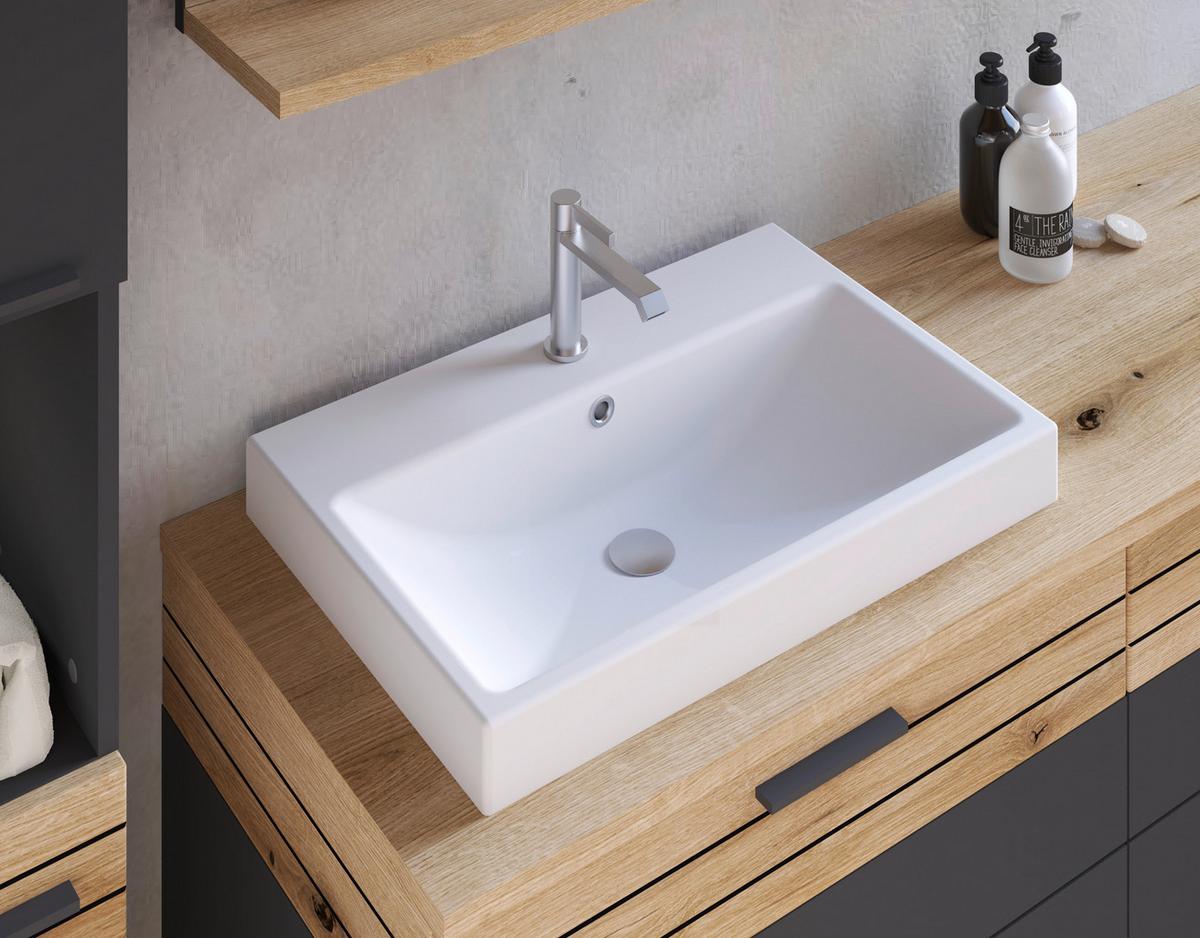 Omarica Za Pod Umivalnik Cotia Cotlu 2 - črna/barve hrasta, Moderno, kovina/leseni material (140/57/48cm) - James Wood