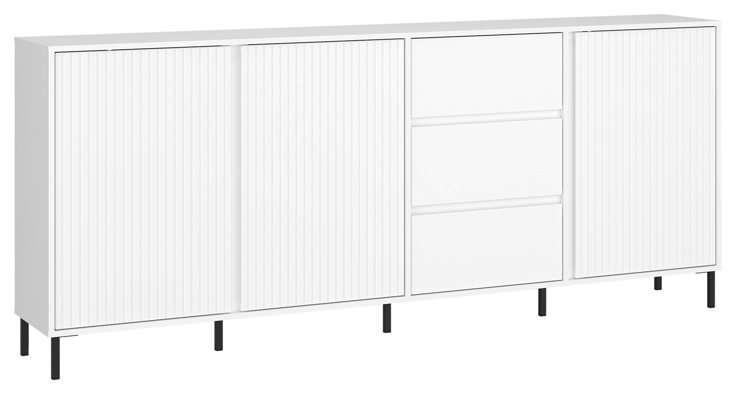 Komoda Avenale, Bela - črna/bela, Trend, kovina/leseni material (212/91,6/40cm)