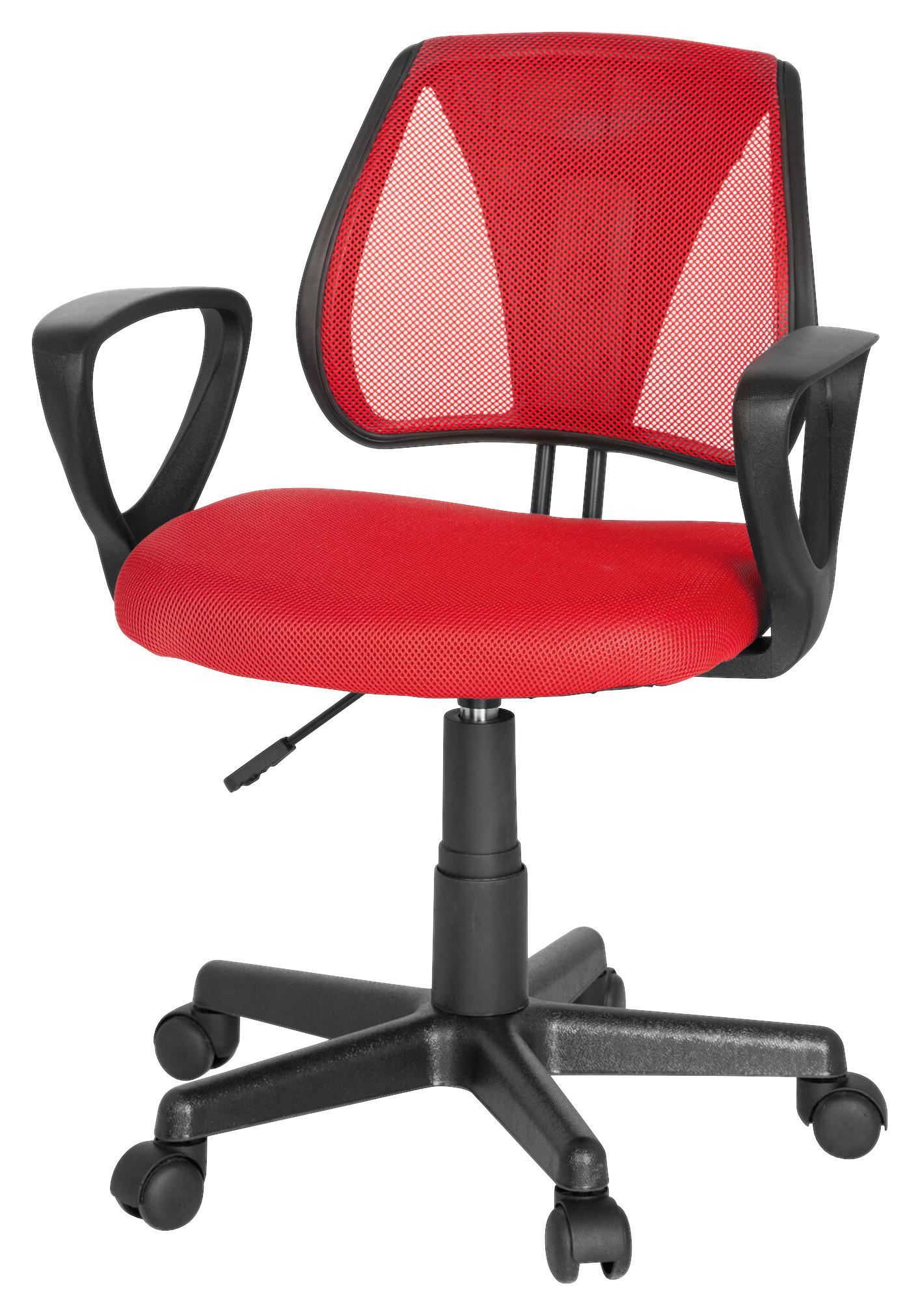 Jugenddrehstuhl Kiddy CD ca. 58x75-92x45 cm Rot - Rot/Schwarz, Basics, Kunststoff (58/75-92/45cm) - MID.YOU