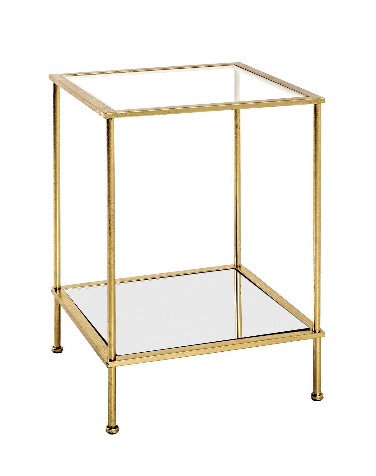 STOLIK BOCZNY FARO 2 - kolor złoty, Basics, metal/szkło (39/39/55cm)