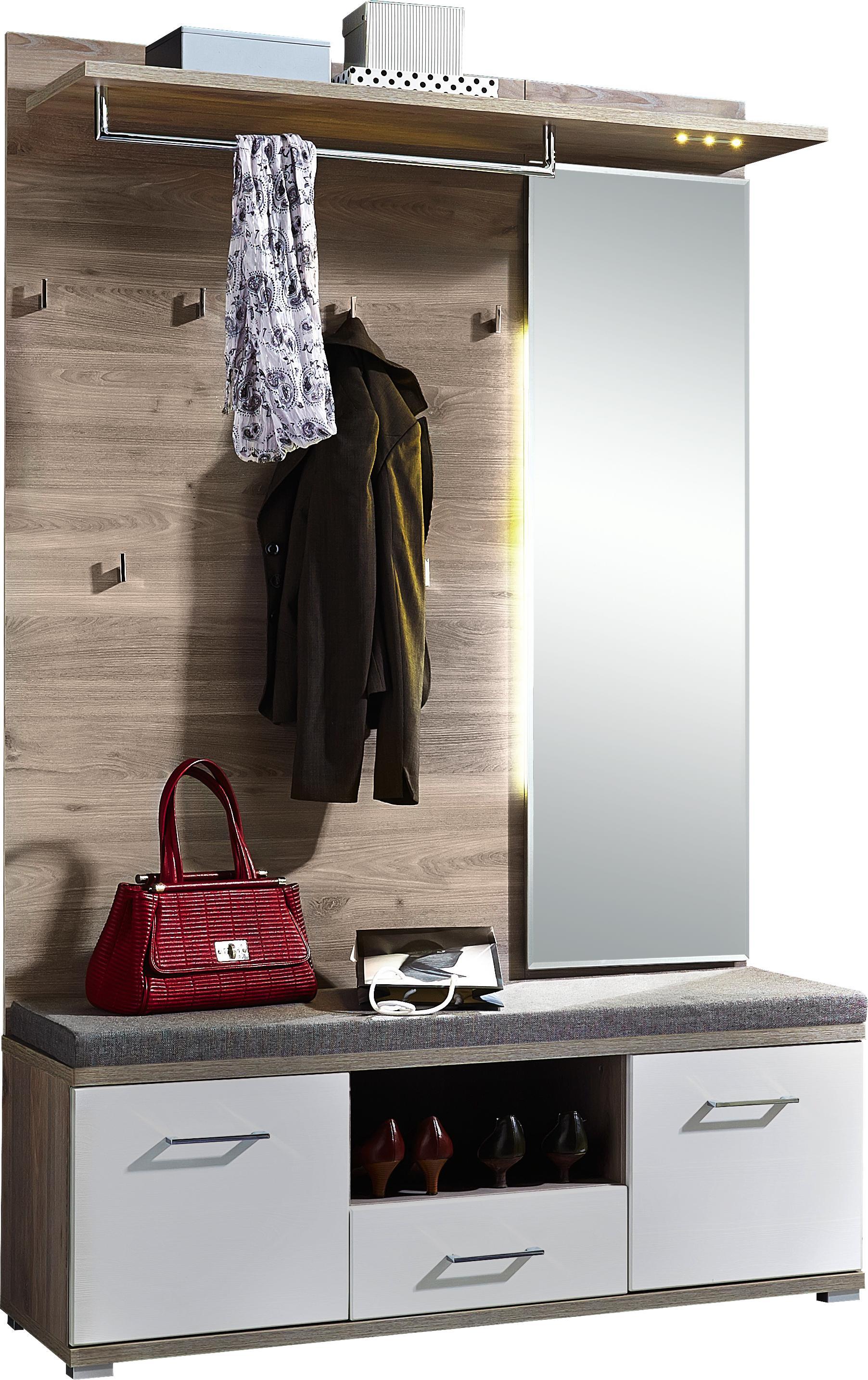 Garderobe in Weiß/Silbereiche - Weiß/Silbereichenfarben, MODERN, Holz (131/199/39cm) - Premium Living