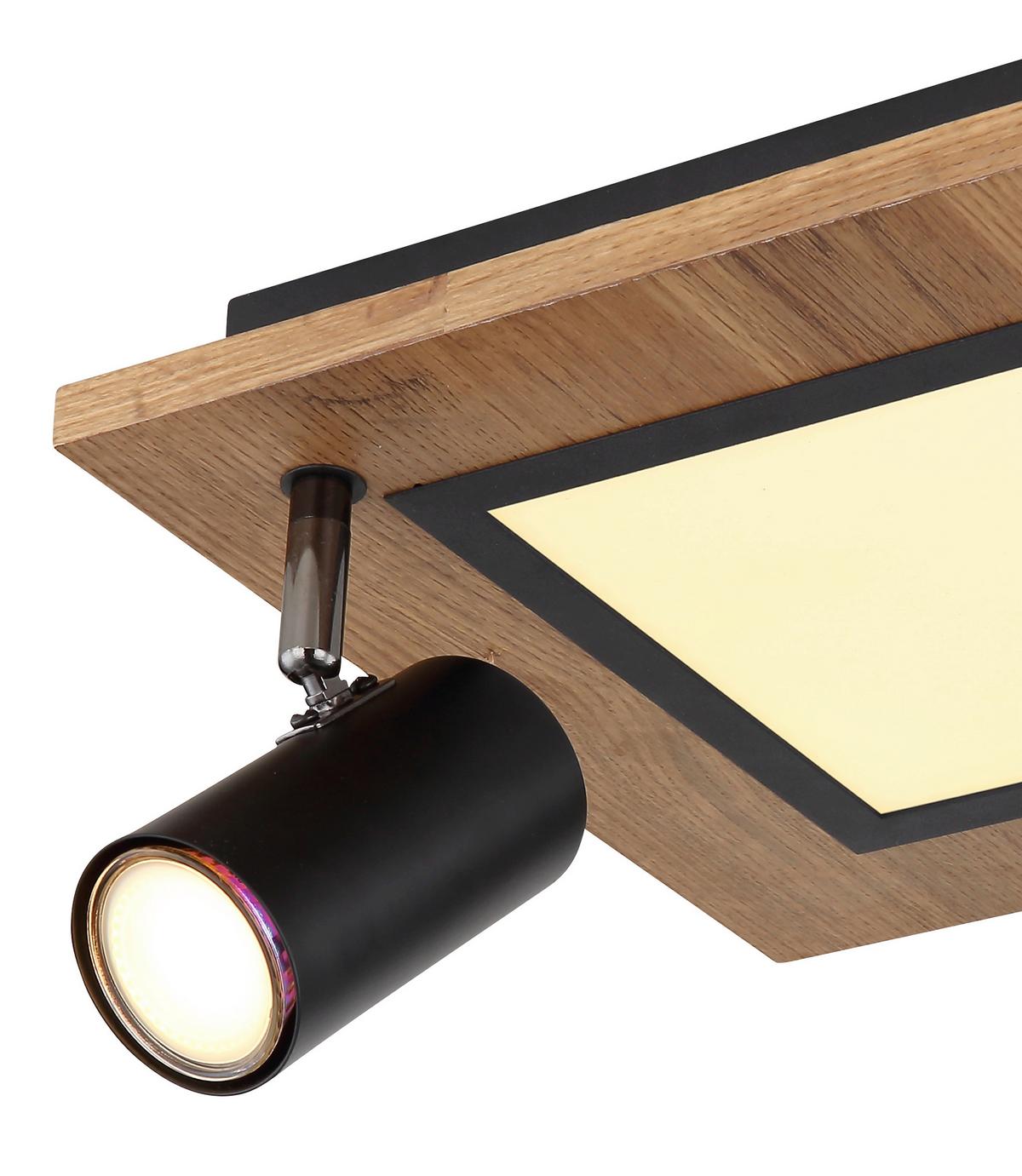 LED-Deckenleuchte Ulla in Natur/Schwarz max. 12 Watt - Opal/Schwarz, Design, Holzwerkstoff/Kunststoff (30/30/18cm) - Globo