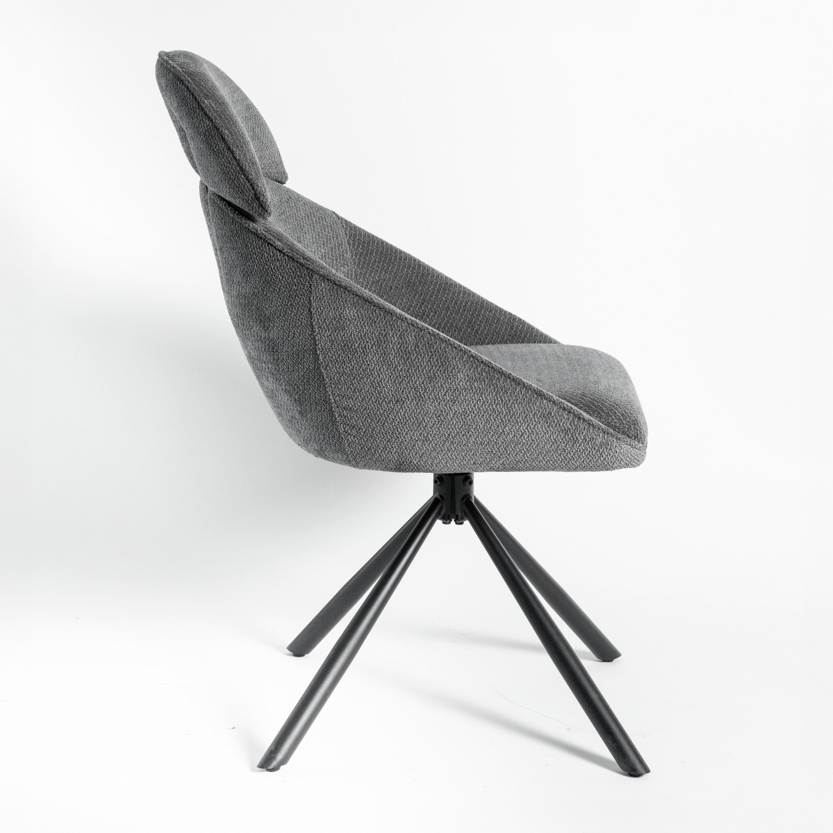 STOL MED ARMSTÖD MAIRA - mörkgrå/svart, Modern, metall/textil (59,5/93/66cm) - Bessagi Home