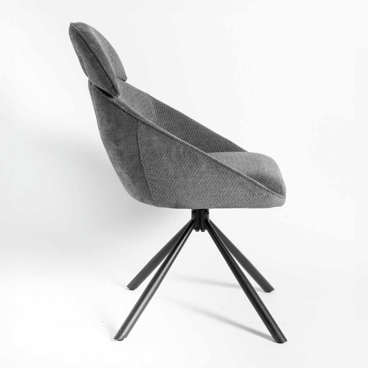 Armlehnstuhl Maira Dunkelgrau Webstoff Drehbar Gepolstert - Dunkelgrau/Schwarz, MODERN, Textil/Metall (59,5/93/66cm) - Bessagi Home