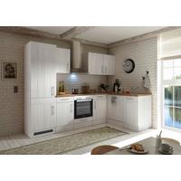 Eckküche Anton Landhaus ohne Geräte ca. 280x172cm Weiß - Wildeiche/Edelstahlfarben, Basics, Holzwerkstoff/Metall (280/172cm) - Respekta