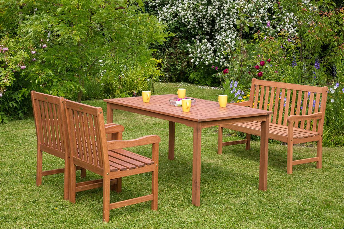 Vrtna Miza Santos, Masivno - naravne barve, Basics, les (150/90/74,5cm) - Gardenson
