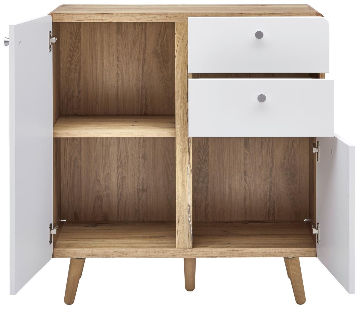 Kommode Ronda in Weiss/Eichefarben - Weiss/Eichefarben, Modern, Holzwerkstoff (86/91/40cm) - Premium Living