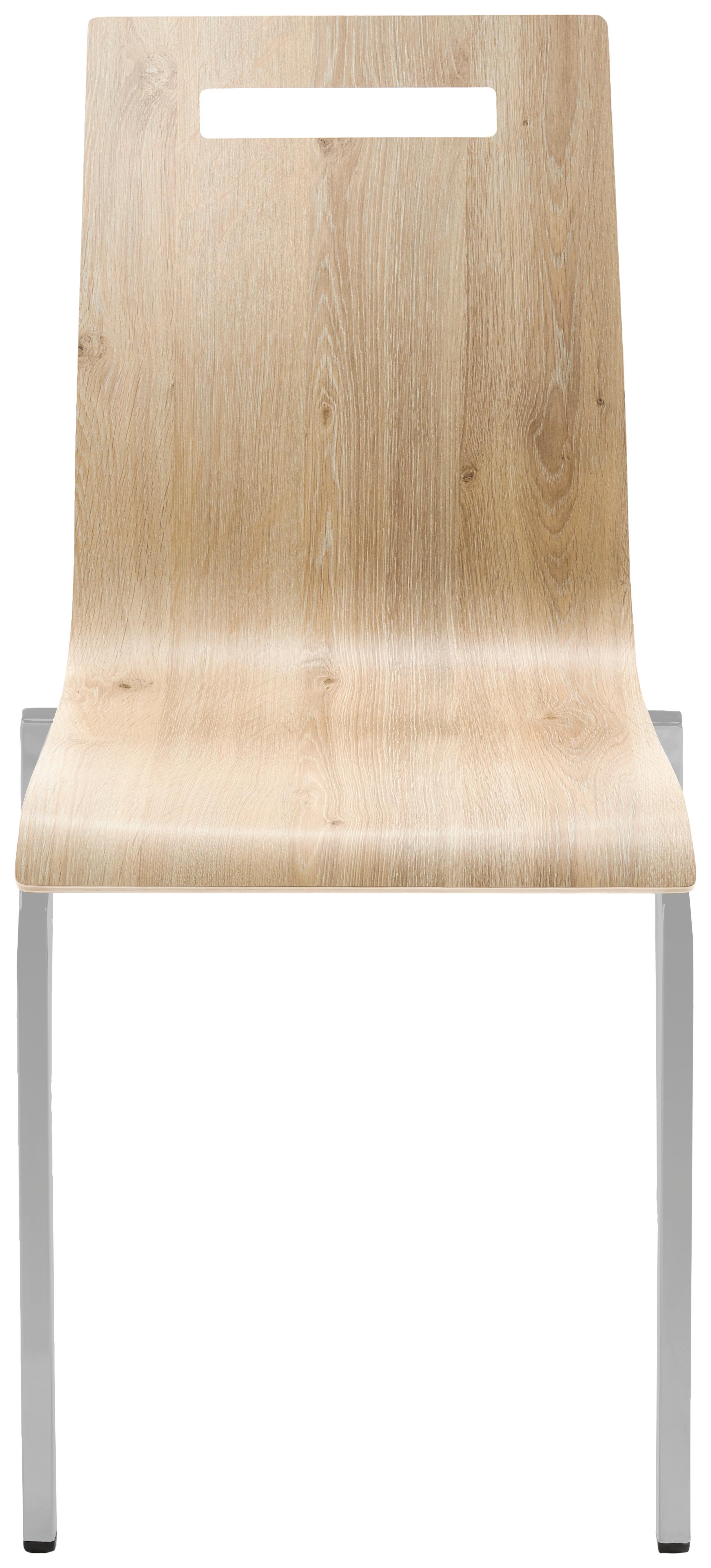Besucherstuhl "My Life", eichefarbe - Eichefarben/Silberfarben, Basics, Holz/Metall (48/87/55cm) - MID.YOU