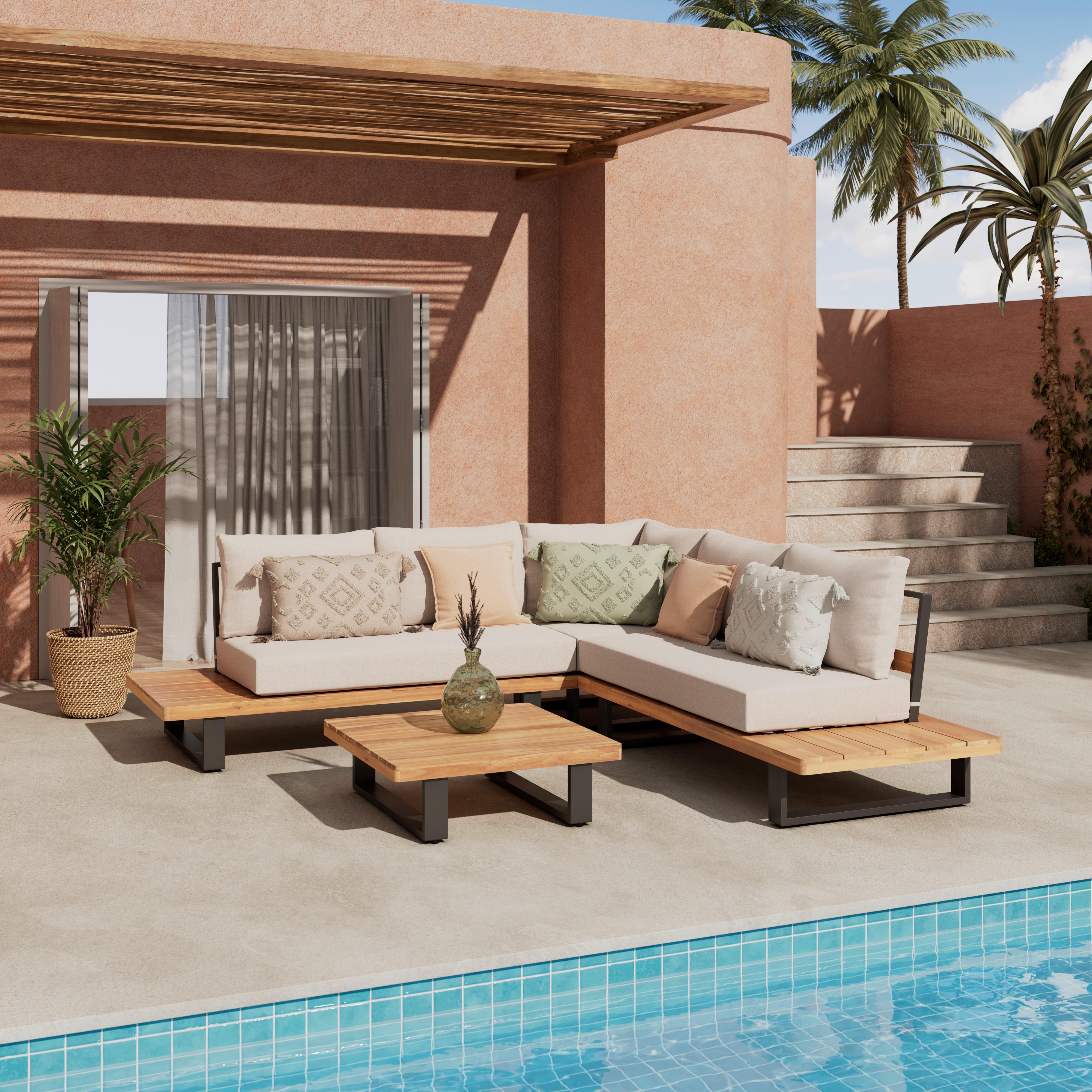 LOUNGEGARNITUR GABRIEL - Akaziefarben, Natur, Holz/Metall (82/82/27cm) - Mömax