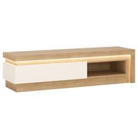 Tv-element Lyon Hell, Bela, Barva Hrasta - črna/barve hrasta, Trend, umetna masa/leseni material (130/41,7/42cm)