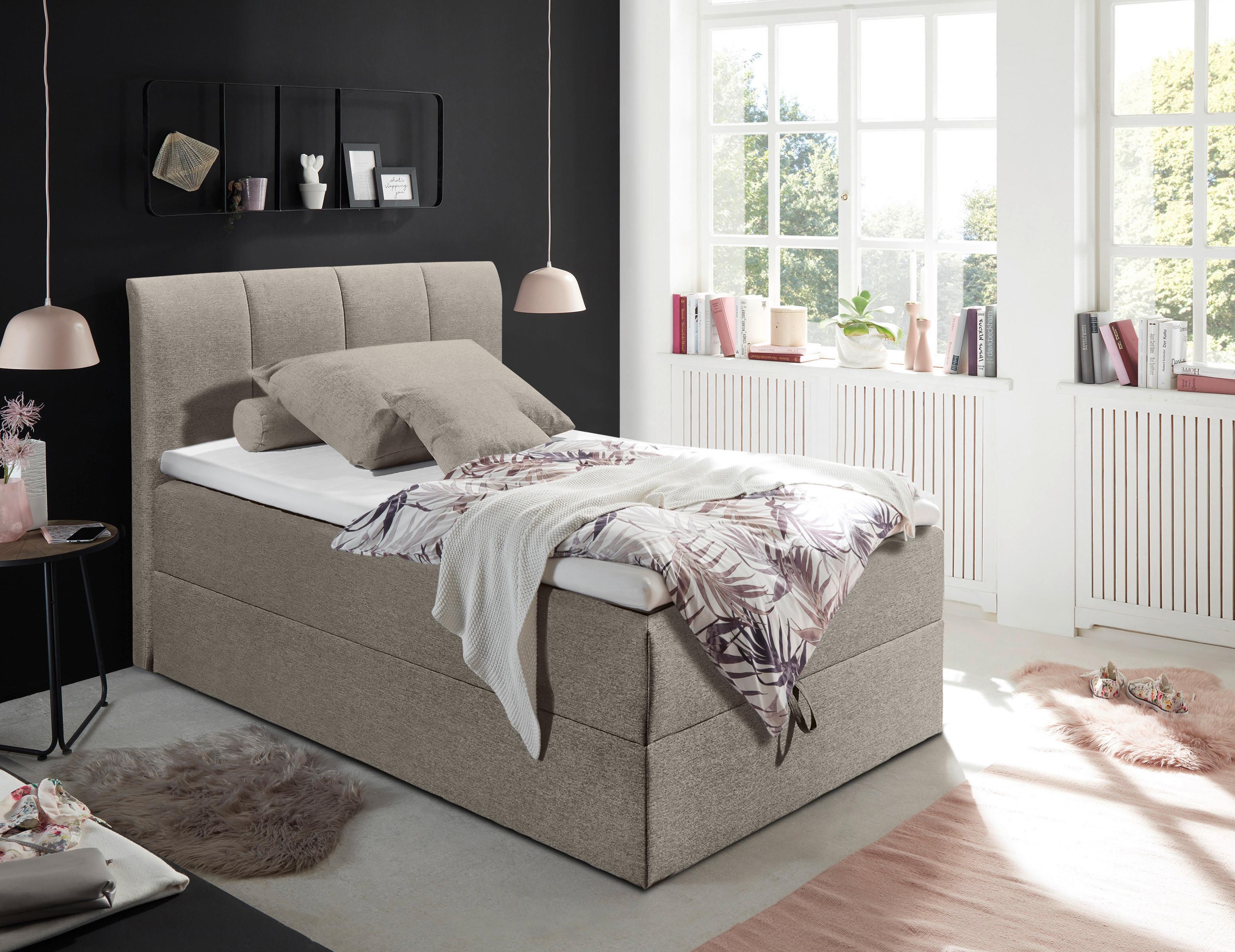 Boxspringbett Granada ca. 120x200 cm Schlammfarben - Schlammfarben/Schwarz, Basics, Kunststoff/Textil (120/200cm) - MID.YOU