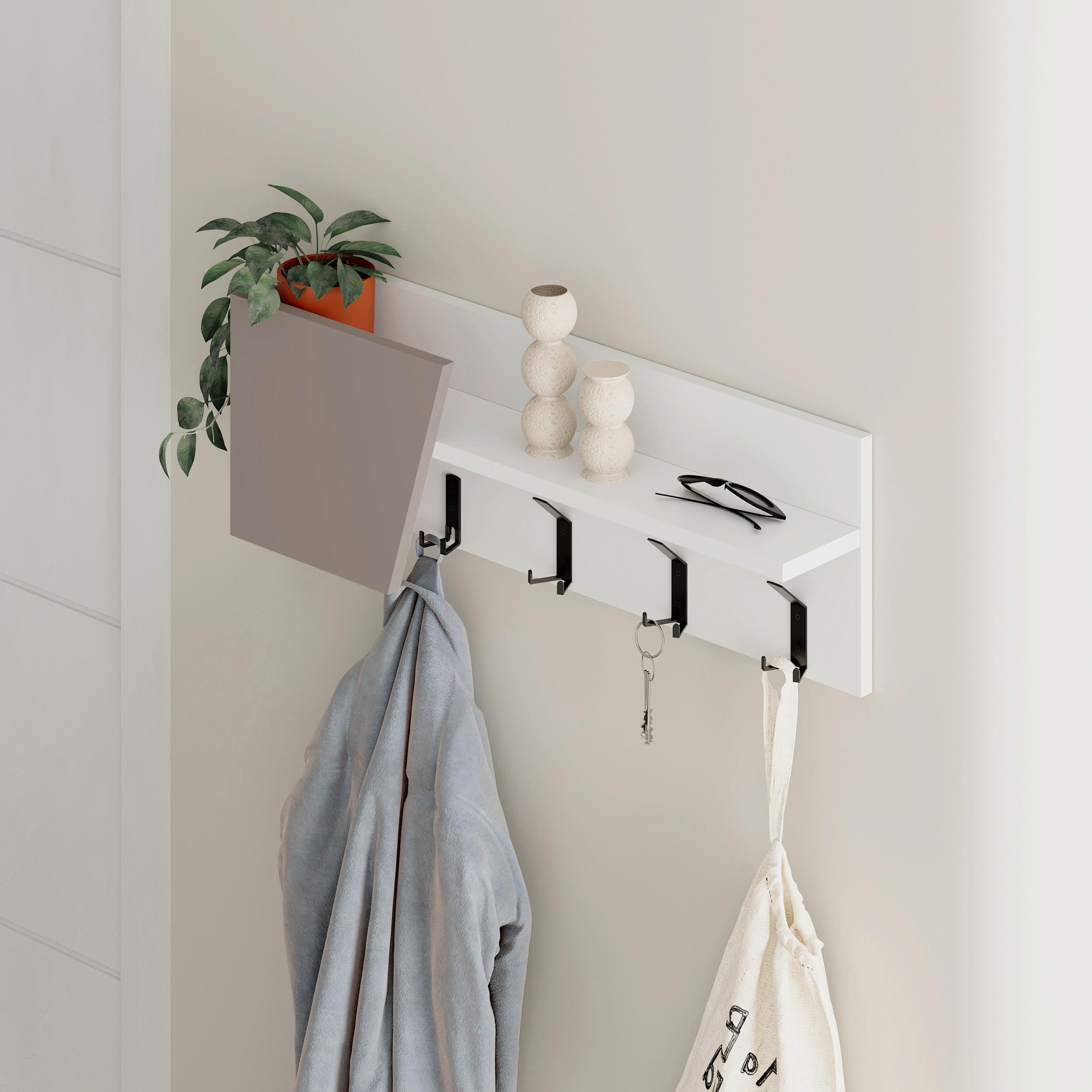 Wandgarderobe Eleva ca. 74x26 cm Weiß/Mokka - Weiß/Mokka, Design, Holzwerkstoff/Metall (74/26/15.7cm) - Livetastic