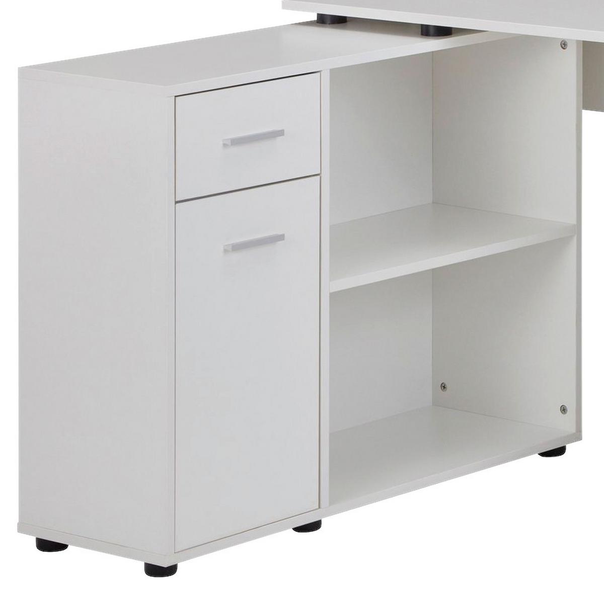 Eckschreibtisch Wohnling Weiß ca. 106,5x120x75,5cm - Silberfarben/Weiß, MODERN (106,5/120/75,5cm) - MID.YOU
