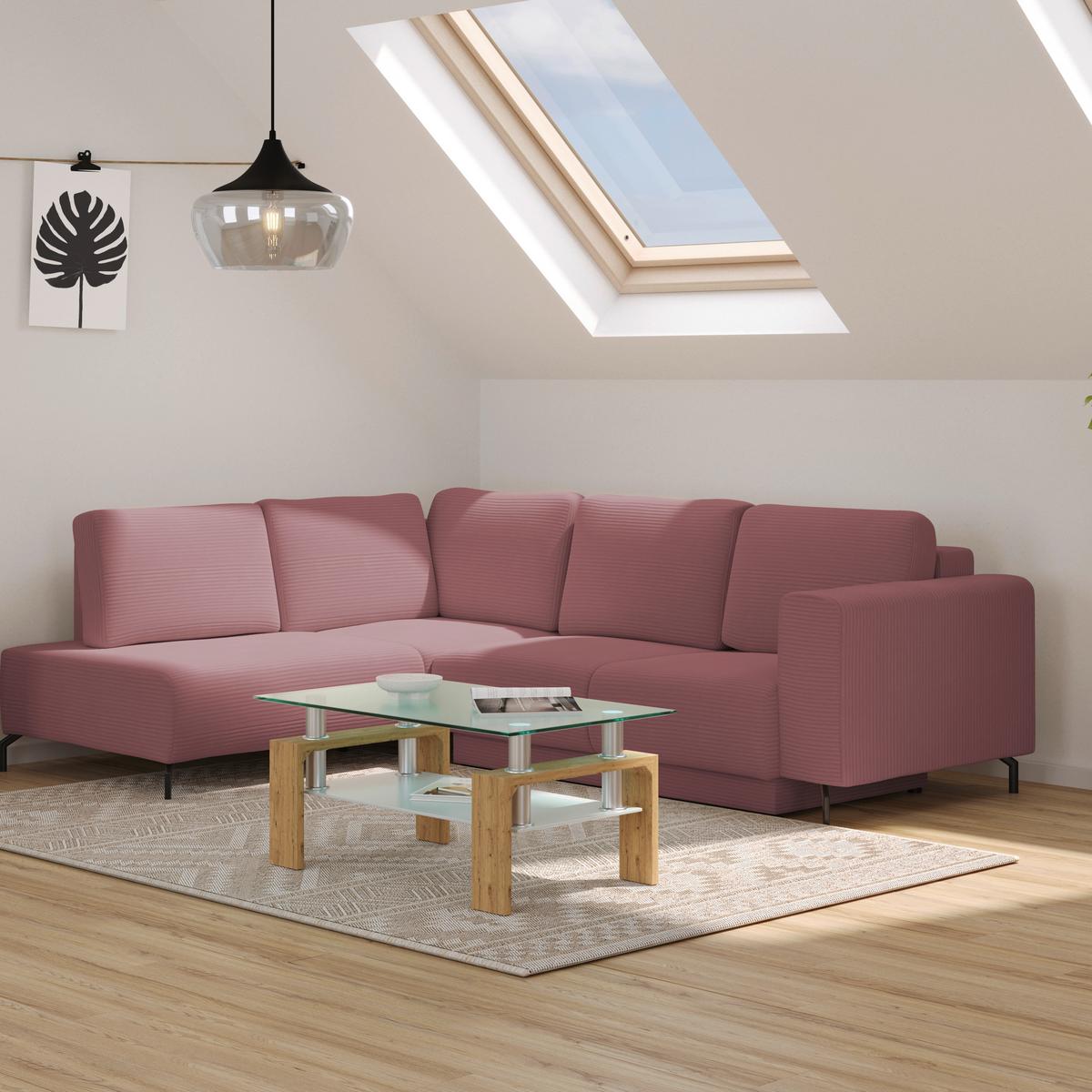 Kutna Garnitura Veni - prljavo ružičasta/crna, Moderno, tekstil (210/272cm) - Modern Living