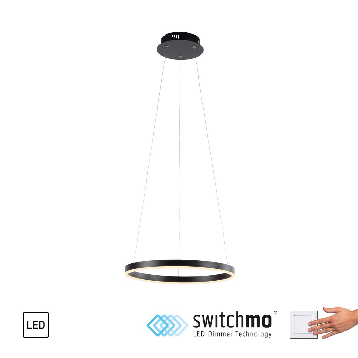 LAMPA WISZĄCA LED 15393-13 RITUS - antracytowy, Trend, tworzywo sztuczne/metal (39/120cm)