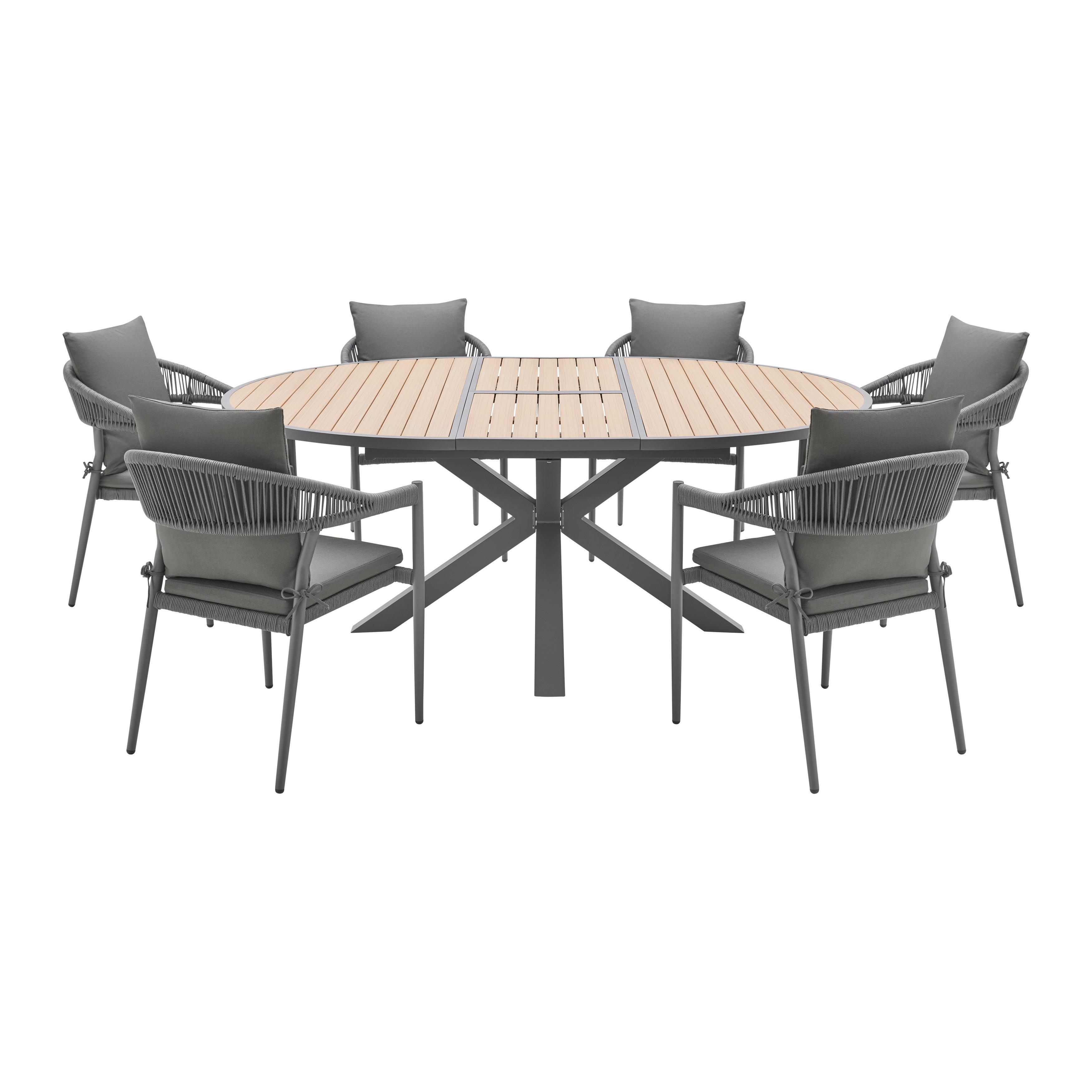 Gartengarnitur "Catalina", ausziehbar, Outdoorgewebe - Grau, Modern, Kunststoff/Textil - Bessagi Garden