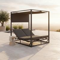 Sonnenliege Aviva D.grau Outdoorstoff/Metall - Dunkelgrau, MODERN, Textil/Metall (148/196/200cm) - Bessagi Garden