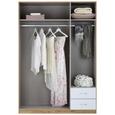 Kleiderschrank Weiß/Wotan Eiche - Eichefarben/Alufarben, MODERN, Holz/Holzwerkstoff (135/197/54cm) - Modern Living Kleiderschrank Weiß/Wotan Eiche - Eichefarben/Alufarben, MODERN, Holz/Holzwerkstoff (135/197/54cm) - Modern Living