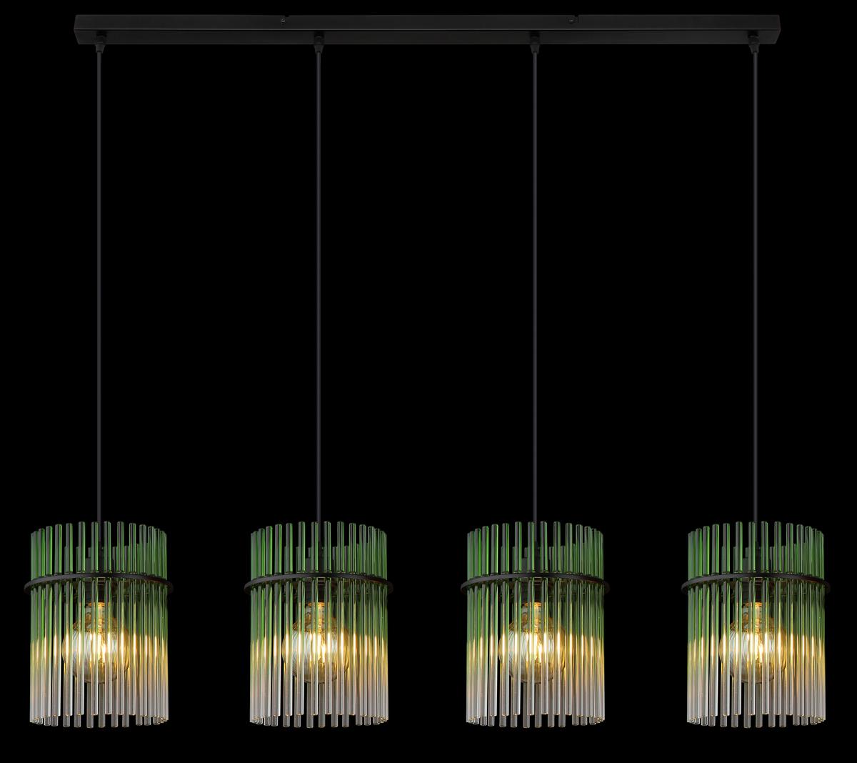 HÄNGELEUCHTE 15698-4HG GORLEY - Klar/Schwarz, Basics, Glas/Kunststoff (110/20/140cm) - Globo