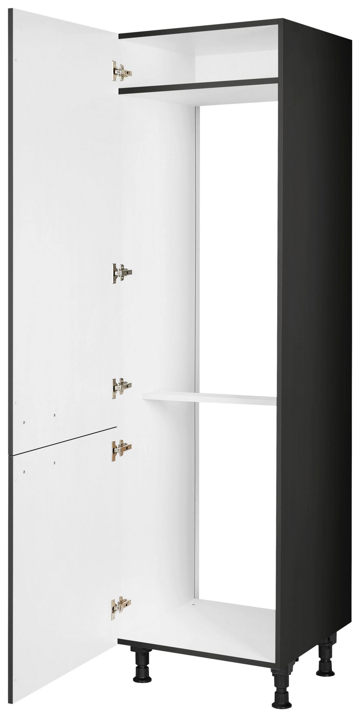 Geräteumbauschrank Touch Schwarz - Edelstahlfarben/Schwarz, MODERN, Holzwerkstoff/Metall (60/216,6/58cm) - Nobilia