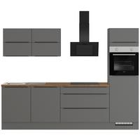 Küchenblock IBZ ohne Geräte ca. 280 cm Dunkelgrau - Eiche dunkel/Graphitfarben, Design, Holzwerkstoff/Metall (280cm) - Impuls