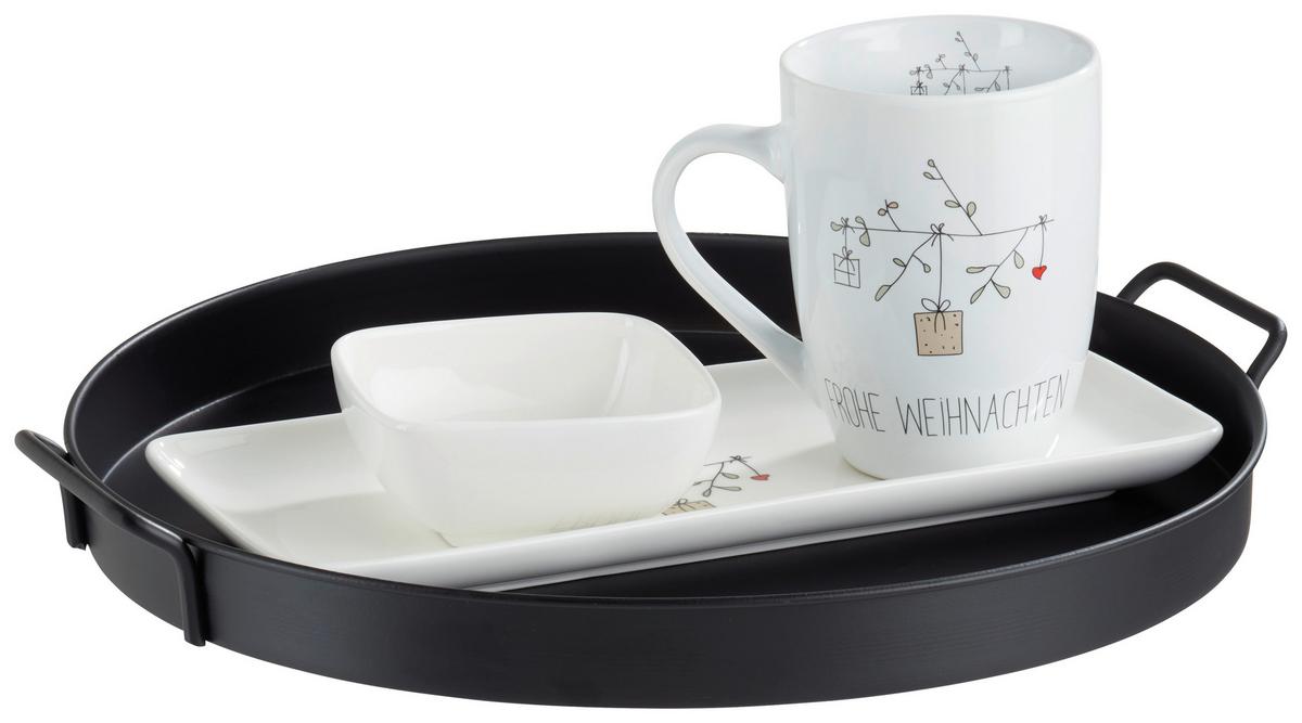 Dekotablett in Schwarz - Schwarz, Metall (33,5/30,5/3,5cm) - Modern Living