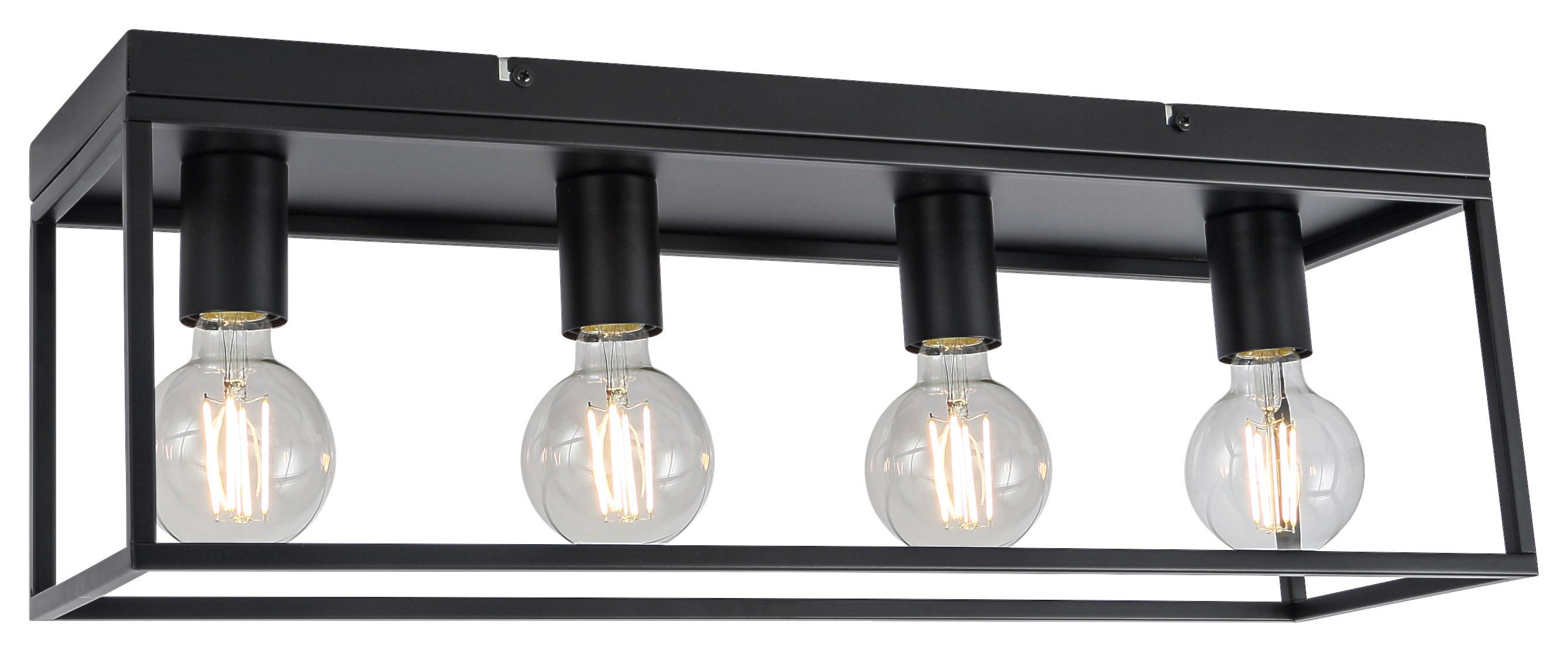Deckenleuchte Qaudri max. 40 Watt - Schwarz, KONVENTIONELL, Metall (61/18/20cm) - Modern Living