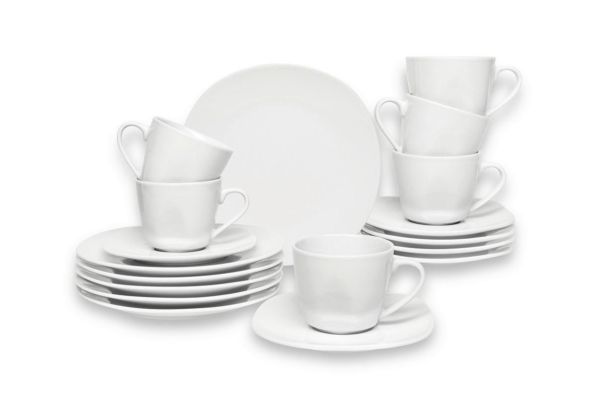 SERWIS KAWOWY COFFEE SET/SQUARE SHAPE - biały, Konventionell, ceramika - Boxxx