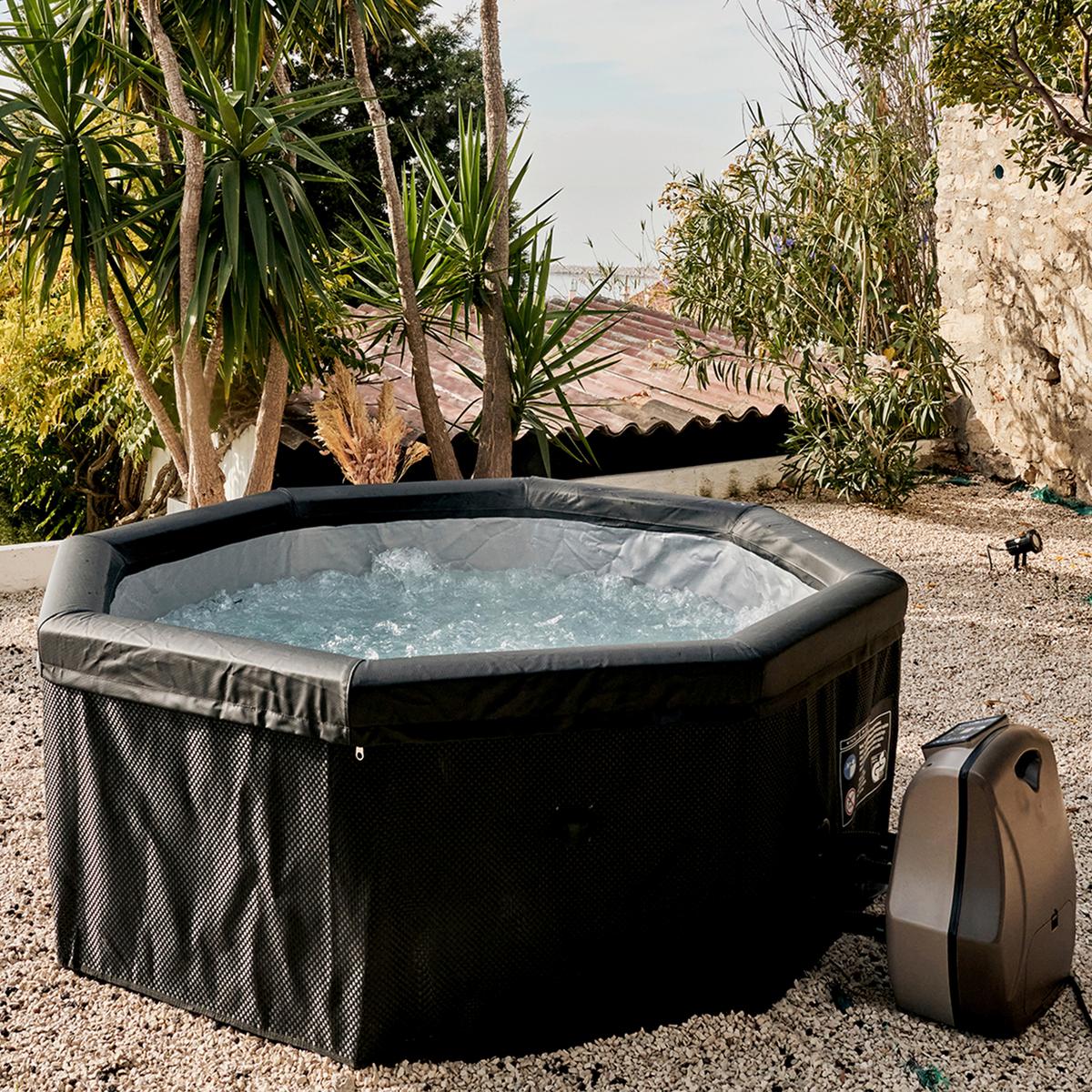 Whirlpool Netspa Octopus ca. 290 cm mit Umrandung+5 Möbel - Schwarz, Basics, Leder/Kunststoff (290/73cm)