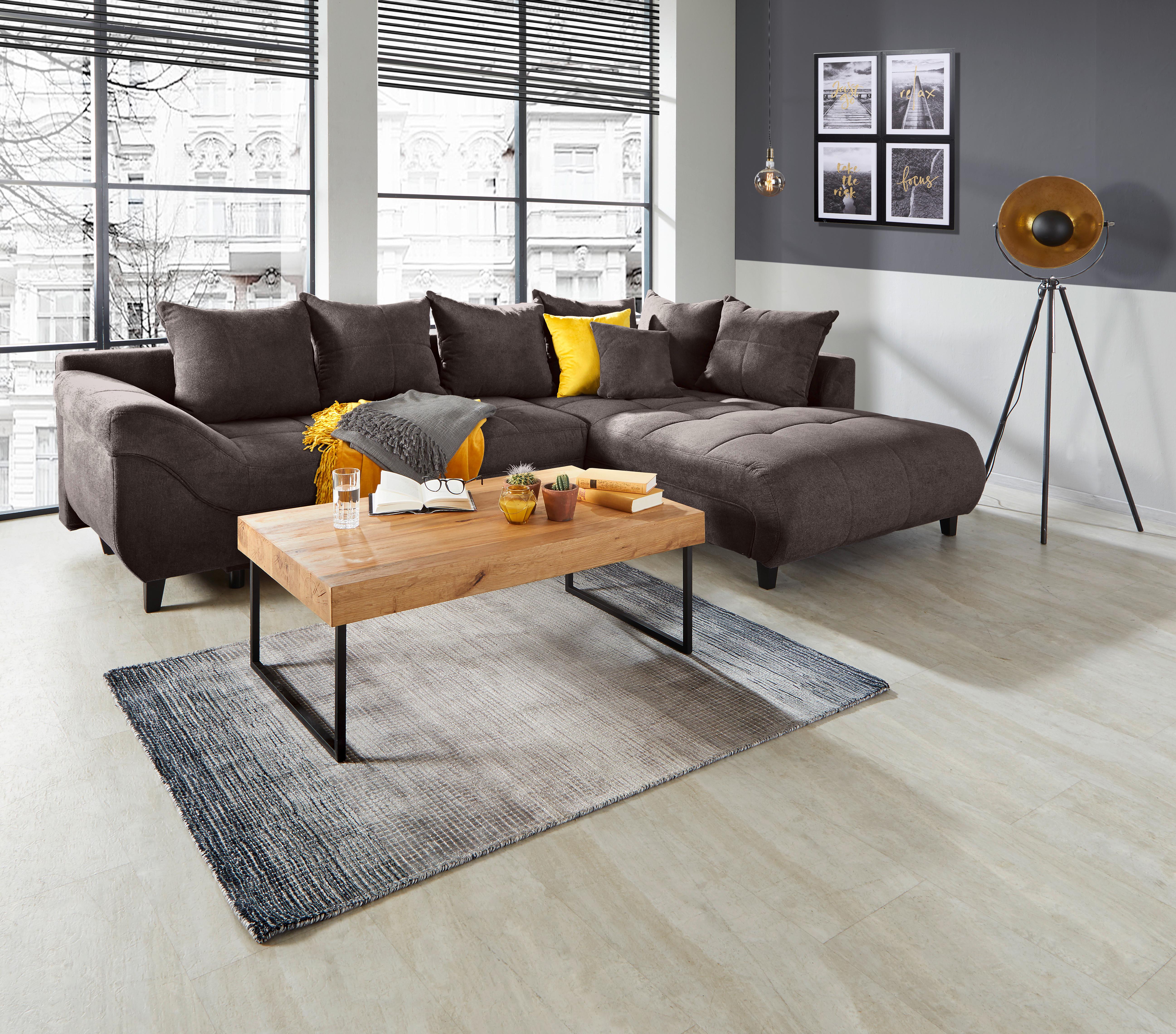 Kutna Garnitura Mendoza - sivo-smeđa/siva, Design, tekstil/drvo (309/197cm) - Modern Living