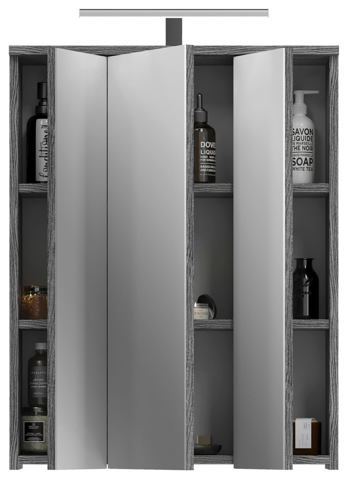 Spiegelschrank BLAKE Silber, ca. 60x77x21 cm - MODERN, Glas/Holzwerkstoff (60/77/21cm) - MID.YOU