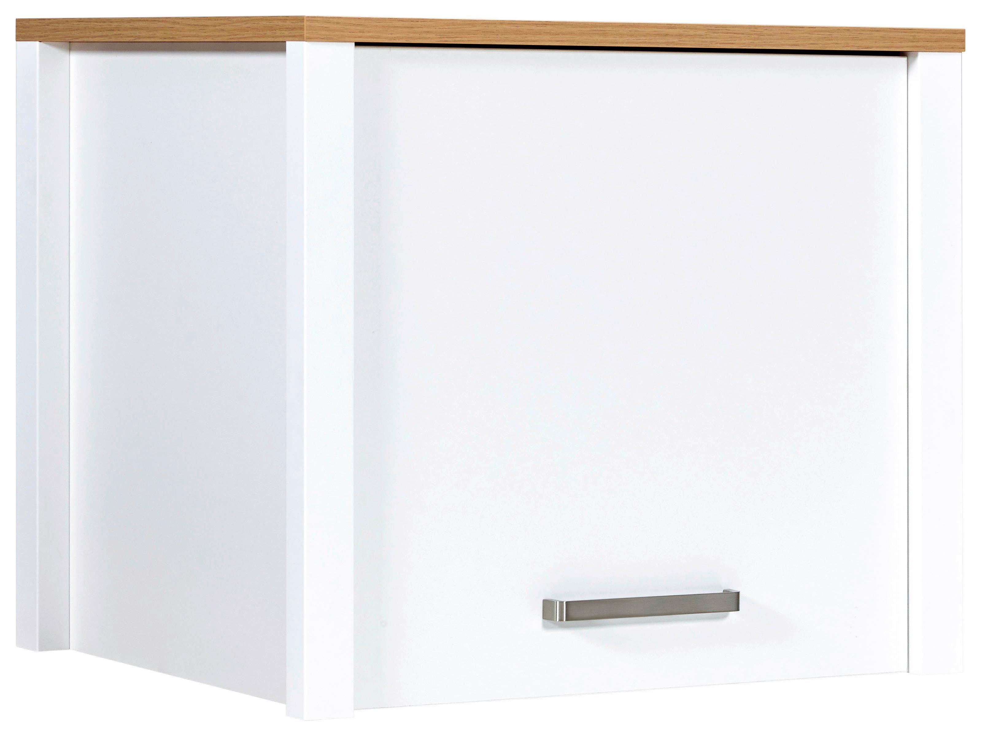 Aufsatzschrank Sicilia Weiß/Eiche Artisan - Silberfarben/Weiß, MODERN, Holzwerkstoff/Metall (70/60,5/60cm) - Mömax