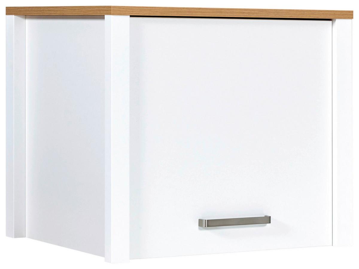 Aufsatzschrank Sicilia Weiß/Eiche Artisan - Silberfarben/Weiß, MODERN, Holzwerkstoff/Metall (70/60,5/60cm) - Mömax