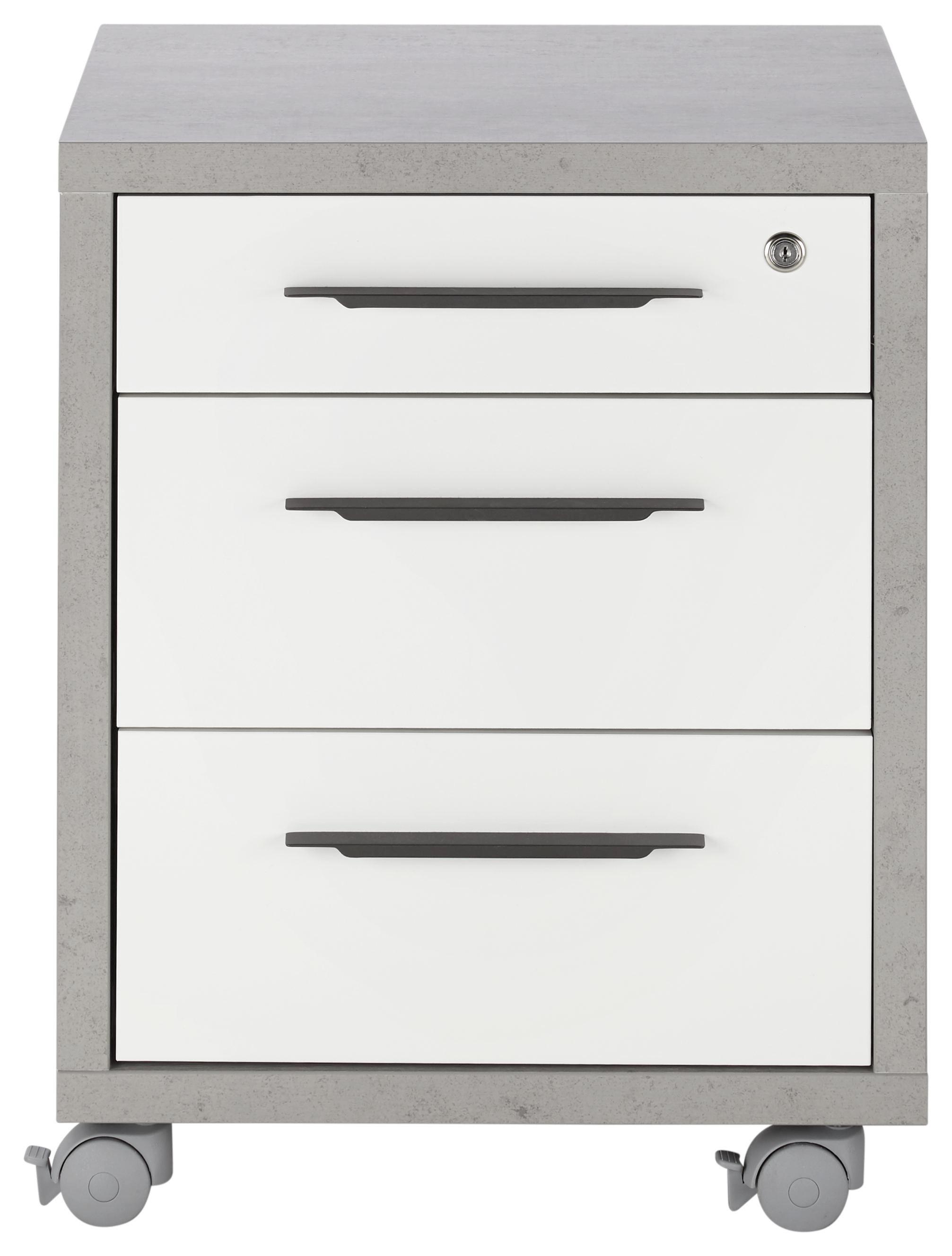 Rollcontainer Weiß/Grau - Anthrazit/Weiß, MODERN, Holzwerkstoff/Kunststoff (47/63/45cm) - Mömax modern living