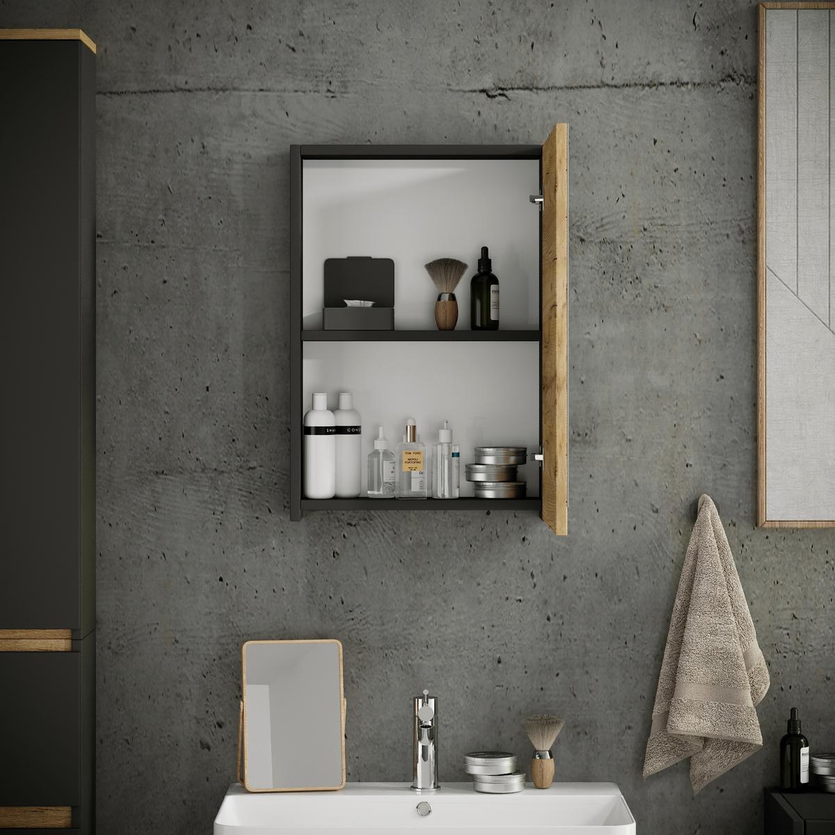 Spiegelschrank Cosila - Honigeiche/Anthrazit, Trend, Glas/Holzwerkstoff (40/58/12cm) - MID.YOU