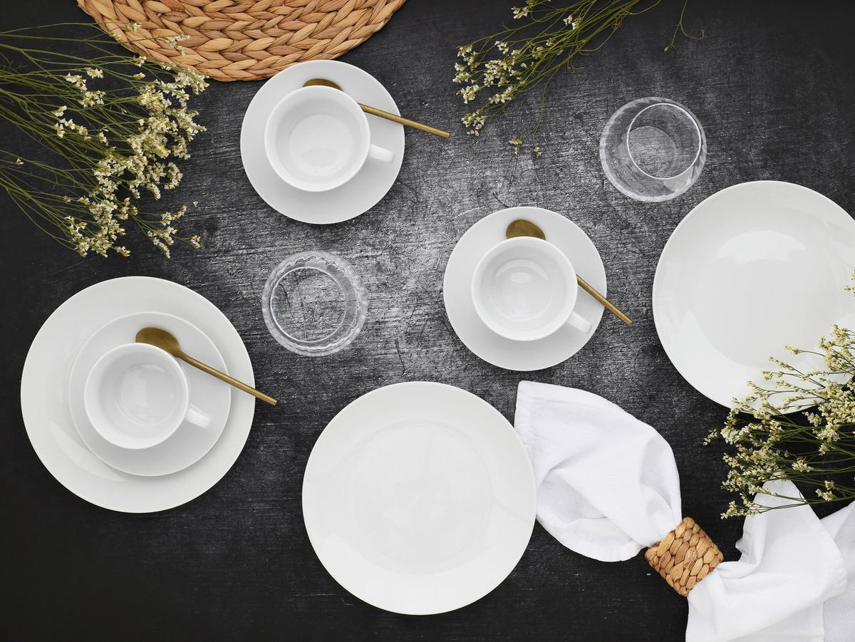 Kaffeeservice Luna Weiß, 18-teilig - Weiß, Basics, Keramik - Creatable