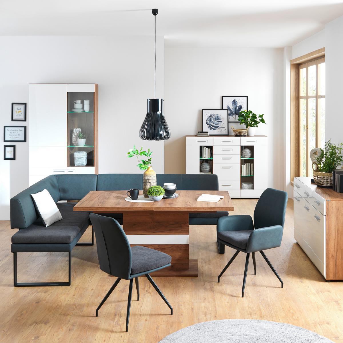 Vitrina Avensis, Bela, Barva Hrasta - barve kroma/črna, Moderno, umetna masa/steklo (95/205,7/37,1cm) - Mömax