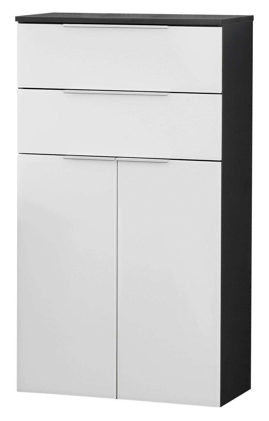 Midischrank "Kara Chess" , weiß, anthrazit - Anthrazit/Silberfarben, MODERN, Glas/Holzwerkstoff (61/106,5/32cm) - MID.YOU