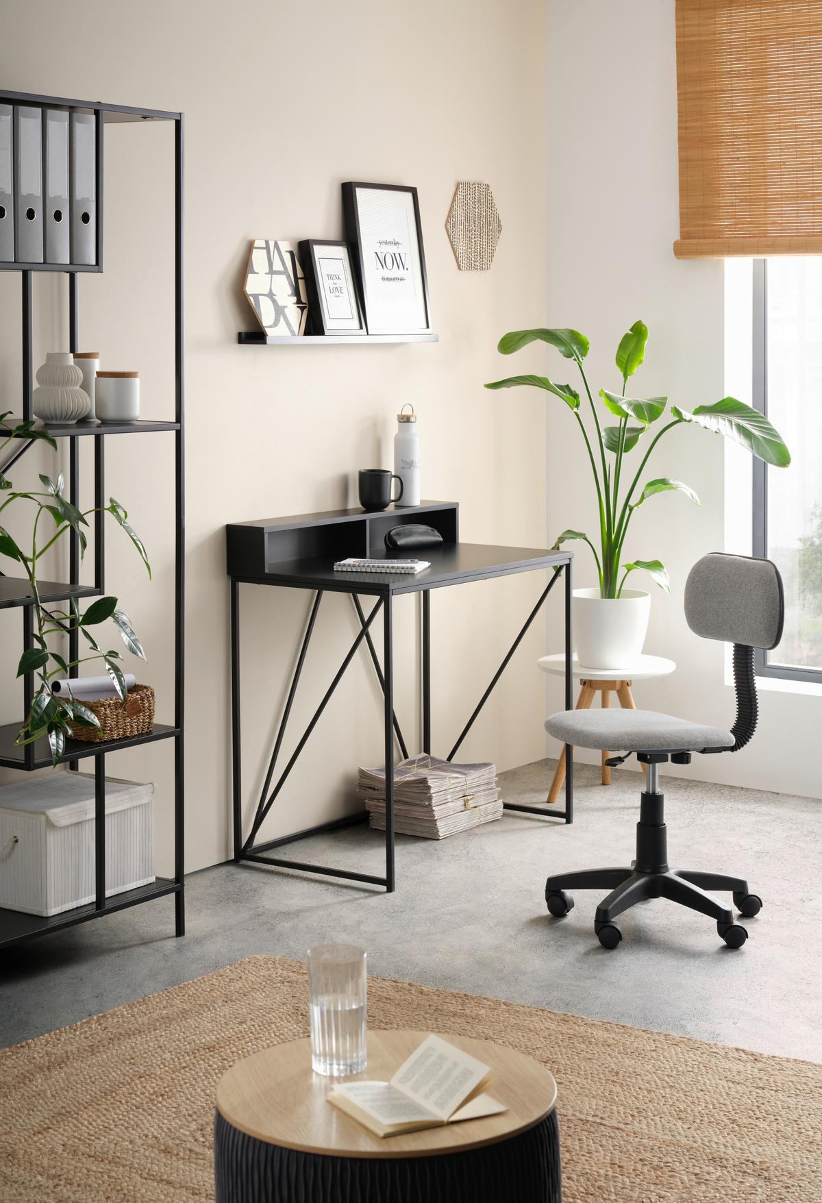 Schreibtisch in Schwarz - Schwarz, Modern, Holzwerkstoff/Metall (91/50/87cm) - Based