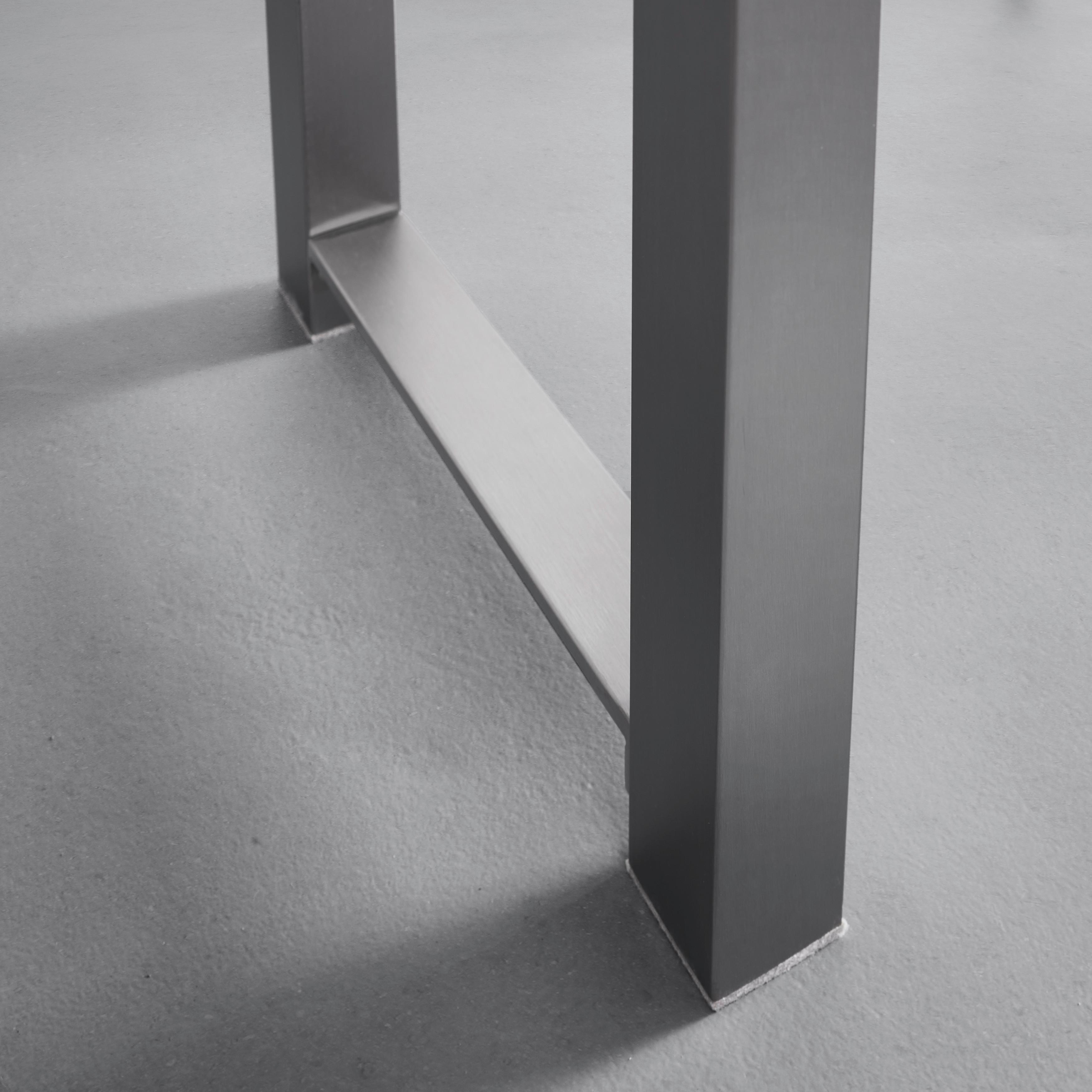 Masă de bar ENORA - nucă/culoare inox, Modern, lemn/metal (150/100/40cm) - Bessagi Home