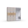 Kleiderschrank Lumio Eiche-/Silber-/Kaschmirfarben - Kaschmir/Silberfarben, KONVENTIONELL, Glas/Holzwerkstoff (225/208/65cm) - Modern Living