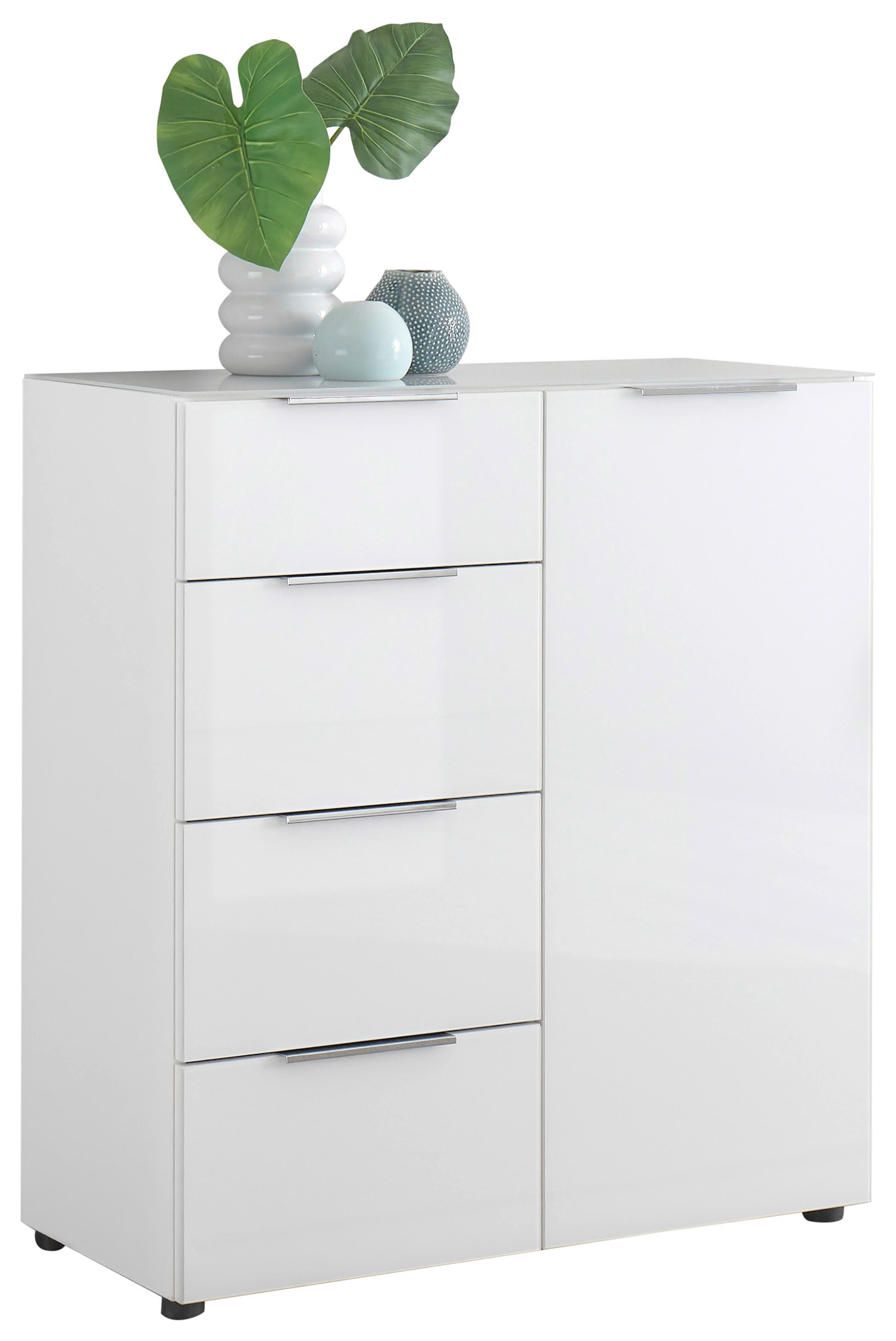 Kommode Siena Weiss - Chromfarben/Weiss, Modern, Glas/Holzwerkstoff (90/99/40cm) - Mömax